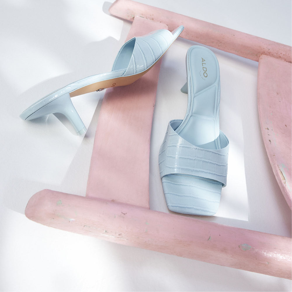Enchanting Pastel Blue Women's Heeled mules - Heeled mule, Kitten heel