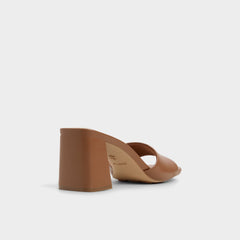Tisha Tan Women's Heeled mules - Heeled mule, Block heel