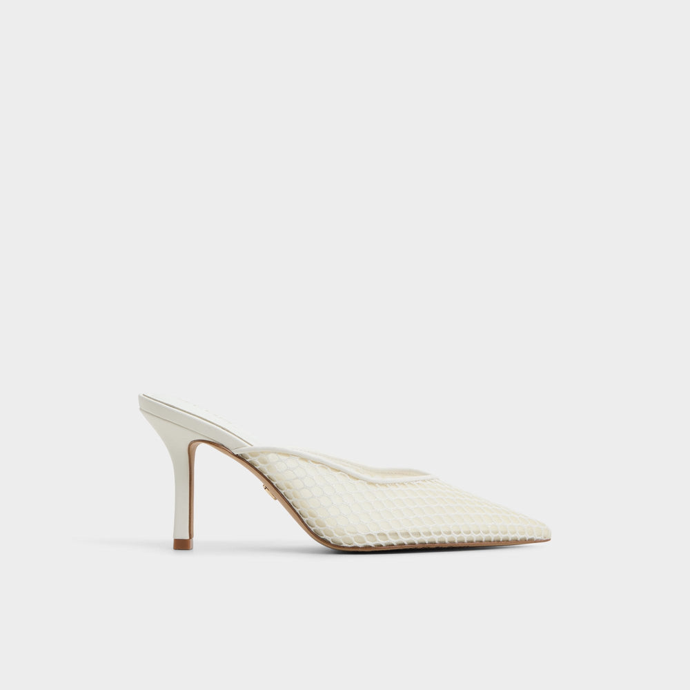 Gamilia Open White Textile Mesh Women's Kitten heels - Heeled mule, Kitten heel