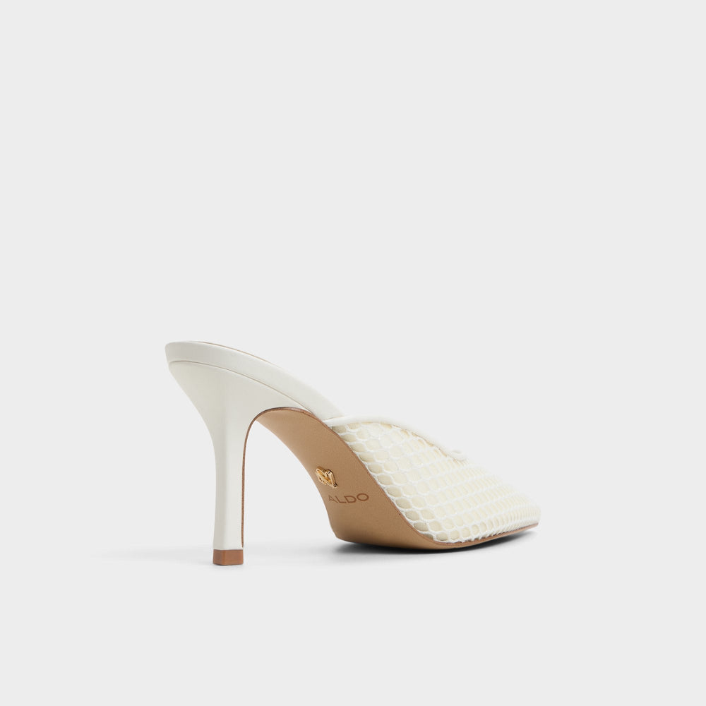 Gamilia Open White Textile Mesh Women's Kitten heels - Heeled mule, Kitten heel