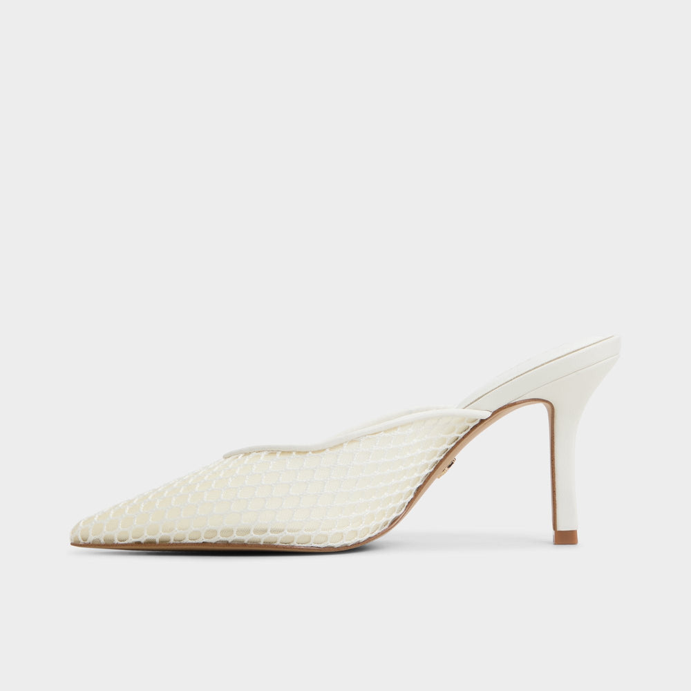 Gamilia Open White Textile Mesh Women's Kitten heels - Heeled mule, Kitten heel