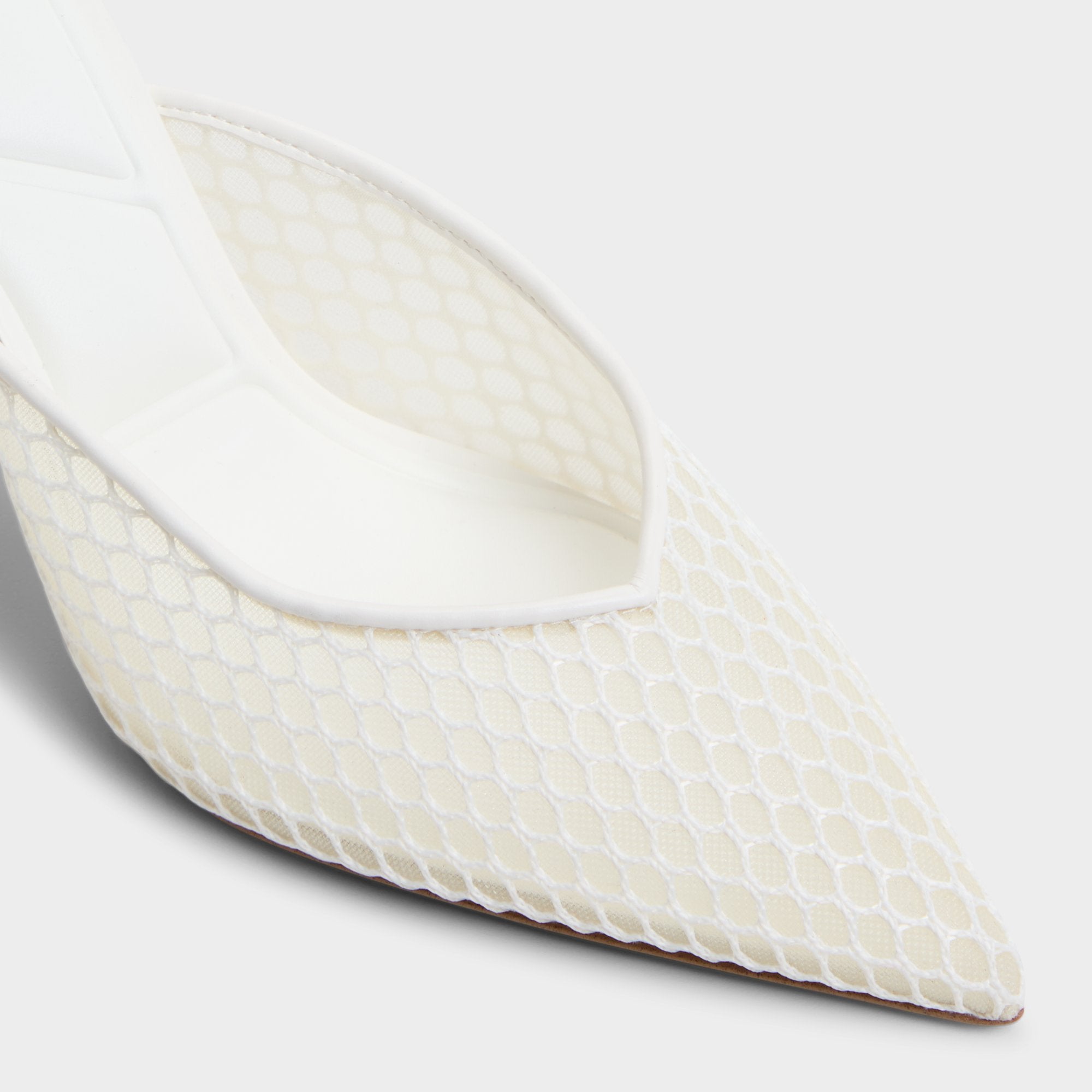 Gamilia Open White Textile Mesh Women's Kitten heels - Heeled mule, Kitten heel