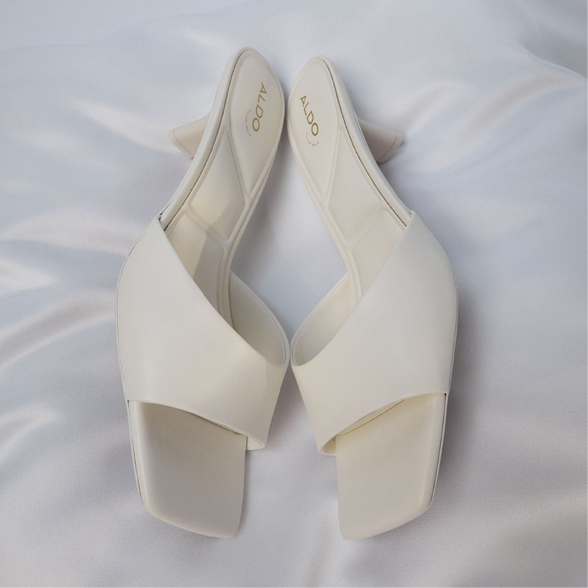 Enchanting White Women's Heeled mules - Heeled mule, Kitten heel