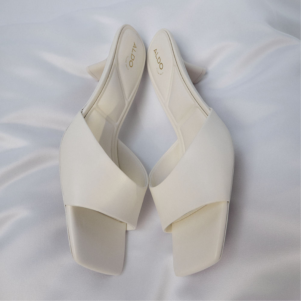 Enchanting White Women's Heeled mules - Heeled mule, Kitten heel