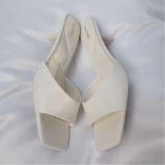 Enchanting White Women's Heeled mules - Heeled mule, Kitten heel