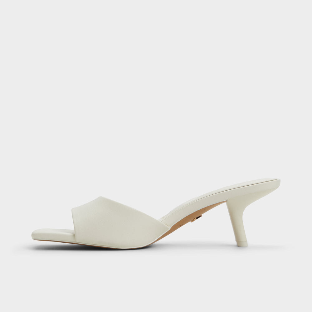 Enchanting White Women's Heeled mules - Heeled mule, Kitten heel