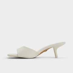 Enchanting White Women's Heeled mules - Heeled mule, Kitten heel