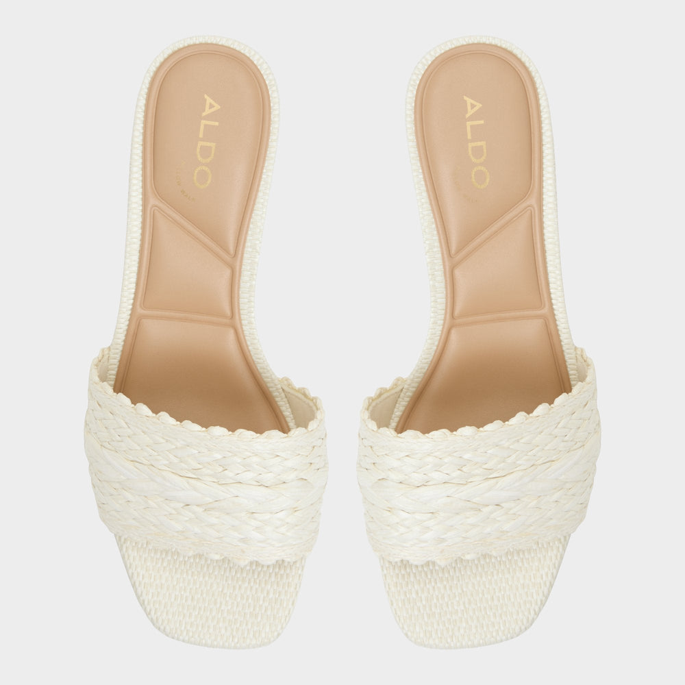 Claudina White/Bone Women's Block heels - Heeled mule, Block heel
