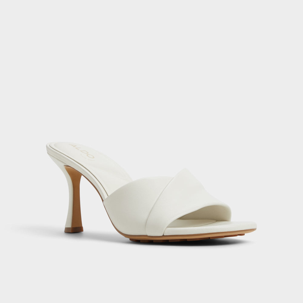 Lyhanna White/Bone Women's Heeled mules - Heeled mule, Stiletto heel