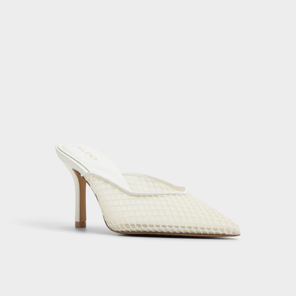 Gamilia Open White Textile Mesh Women's Mesh - Heeled mule, Stiletto heel