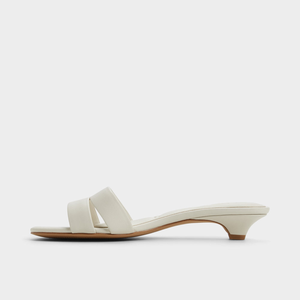 Scarletta White/Bone Women's Mule slides - Heeled mule, Kitten heel
