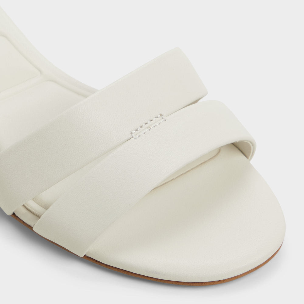 Scarletta White/Bone Women's Mule slides - Heeled mule, Kitten heel