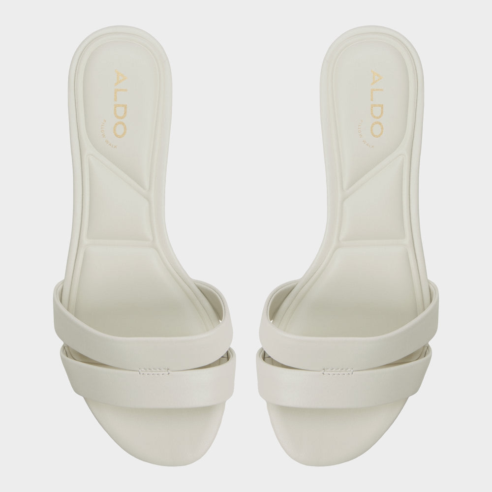 Scarletta White/Bone Women's Mule slides - Heeled mule, Kitten heel