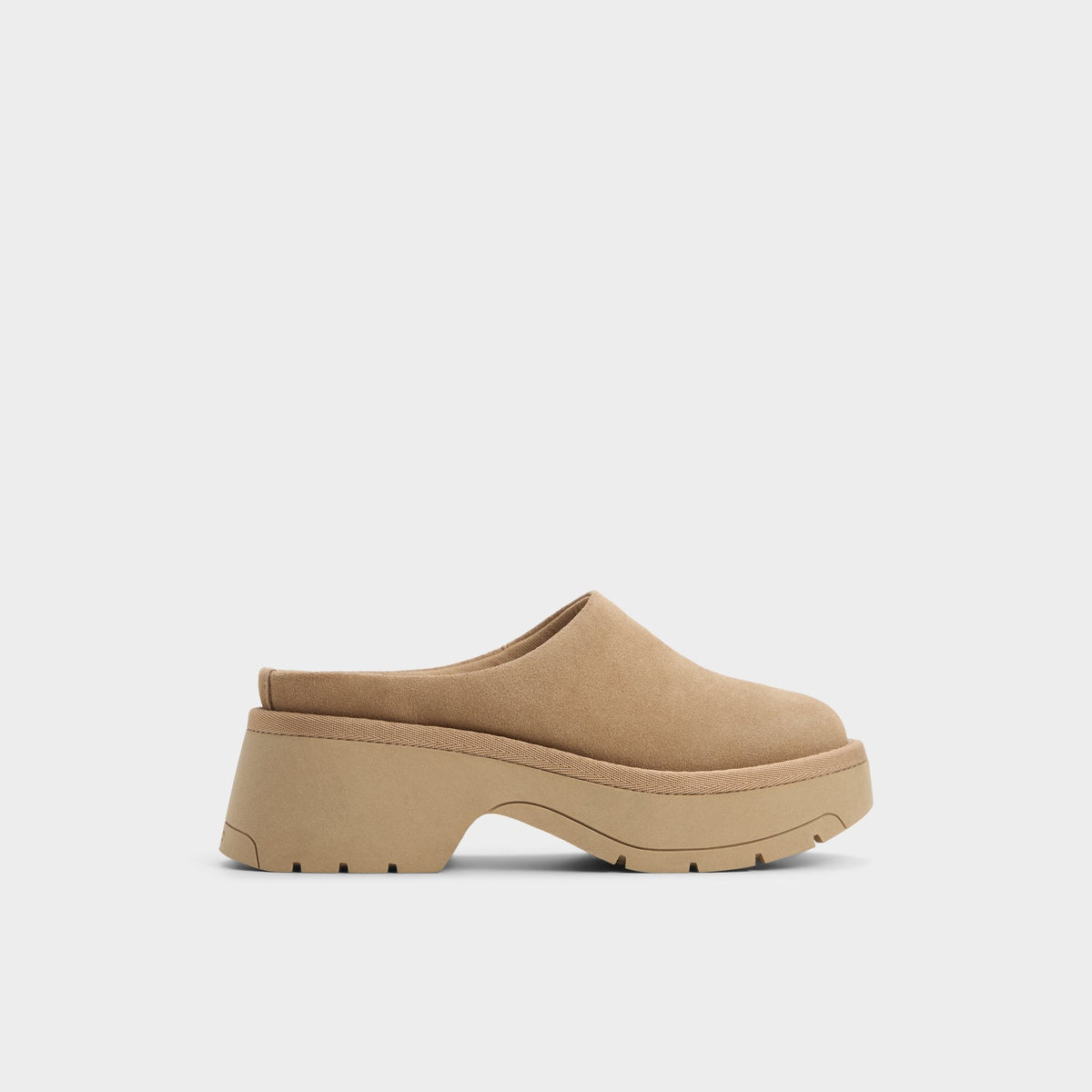 Academia Beige Women's Cold Weather Shoes - Heeled mule, Lug sole