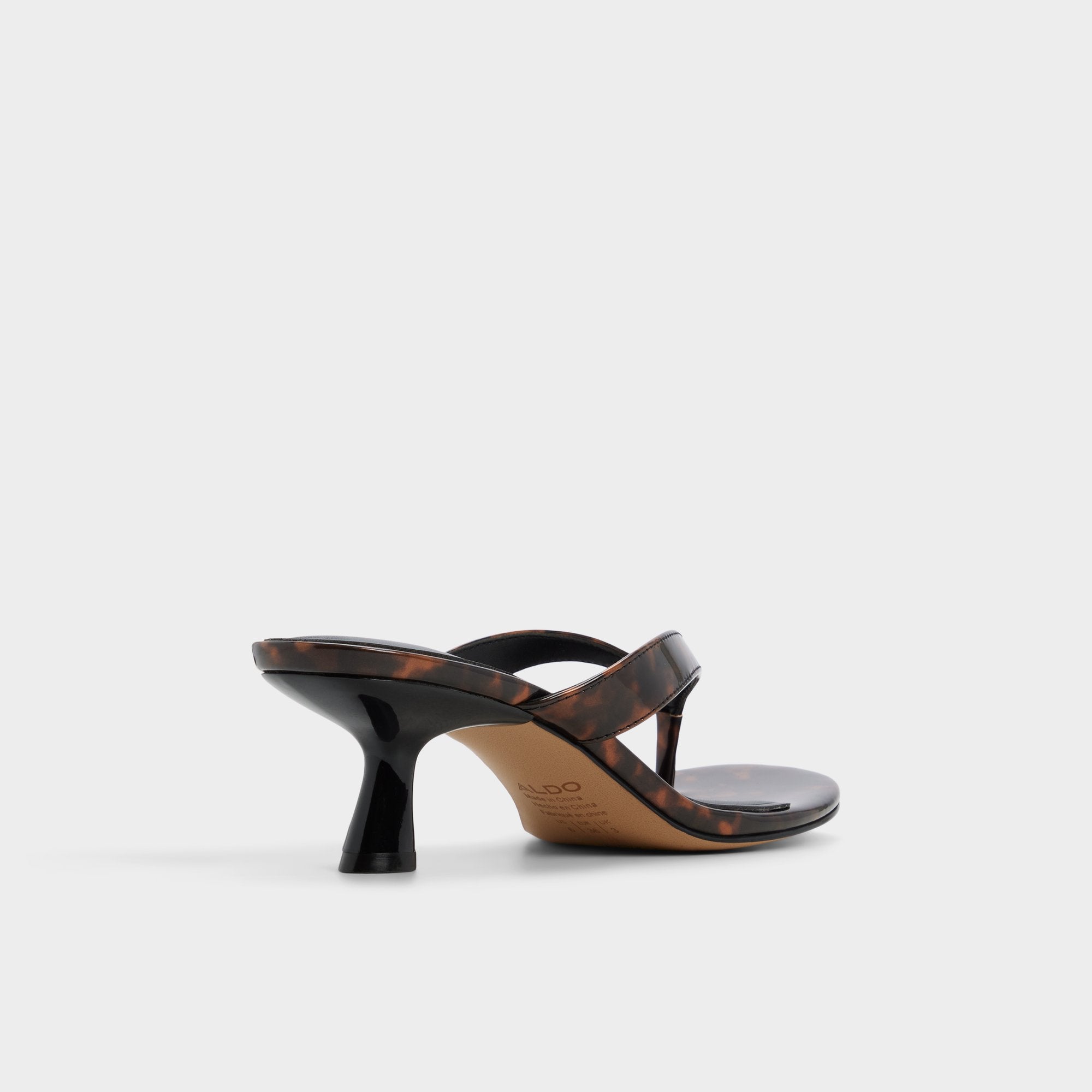 Jump in Open Brown - Heeled flip flop, Kitten heel