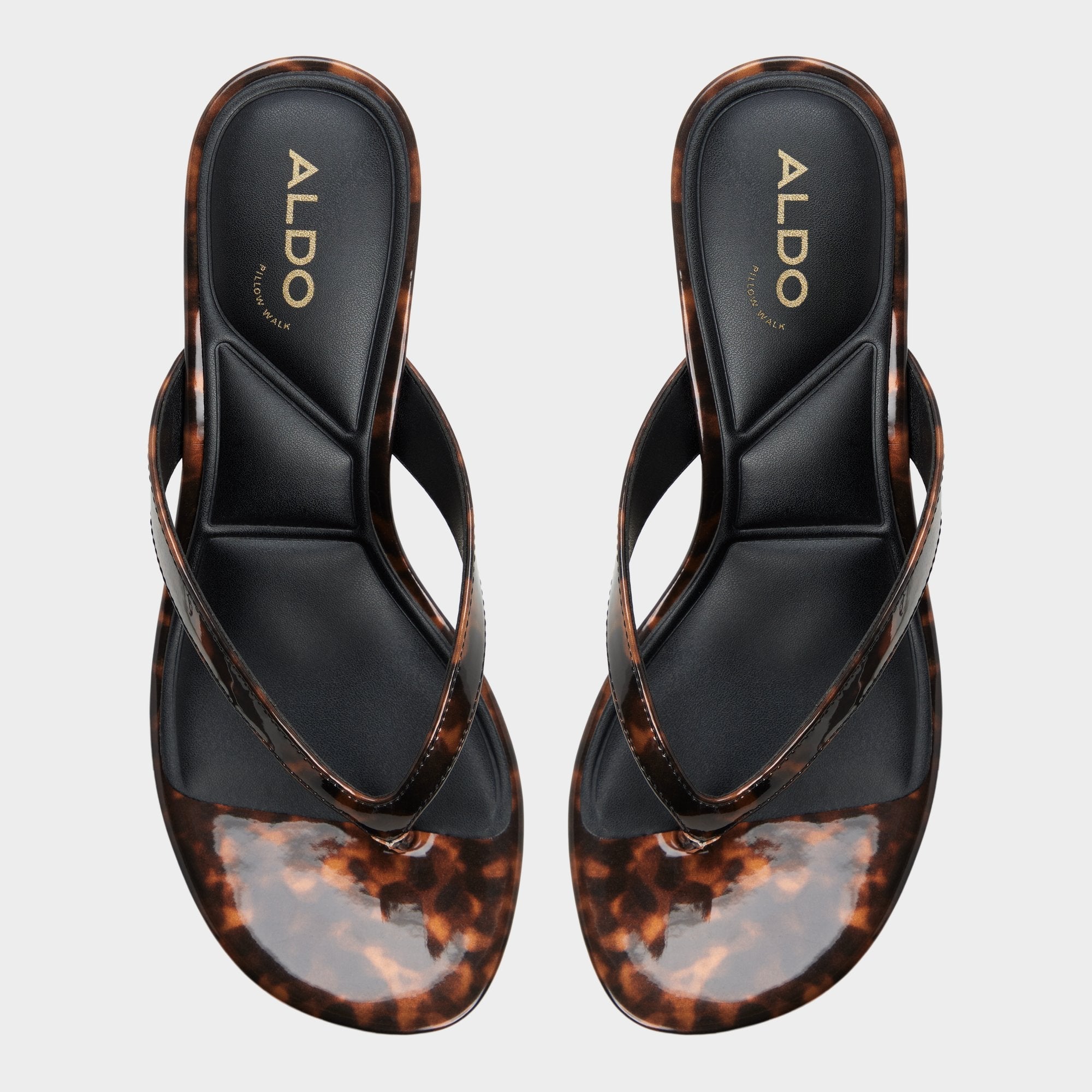Jump in Open Brown - Heeled flip flop, Kitten heel