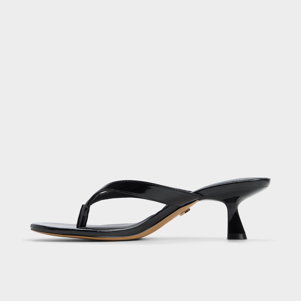 Jump Black Women's Strappy sandals - Heeled flip flop, Kitten heel
