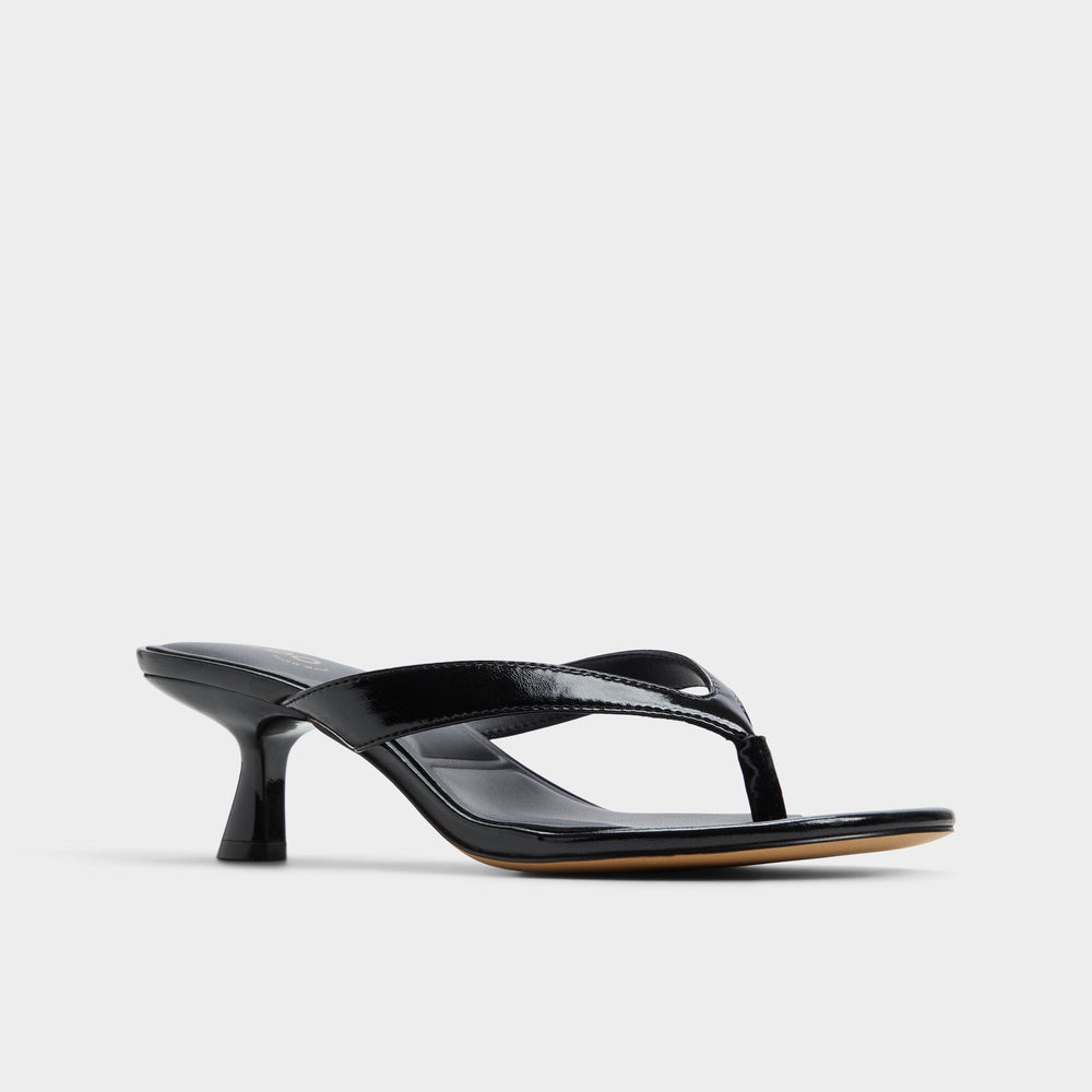 Jump Black Women's Strappy sandals - Heeled flip flop, Kitten heel
