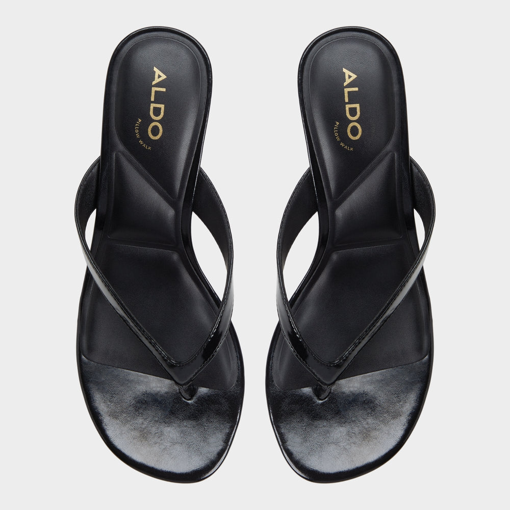 Jump Black Women's Strappy sandals - Heeled flip flop, Kitten heel