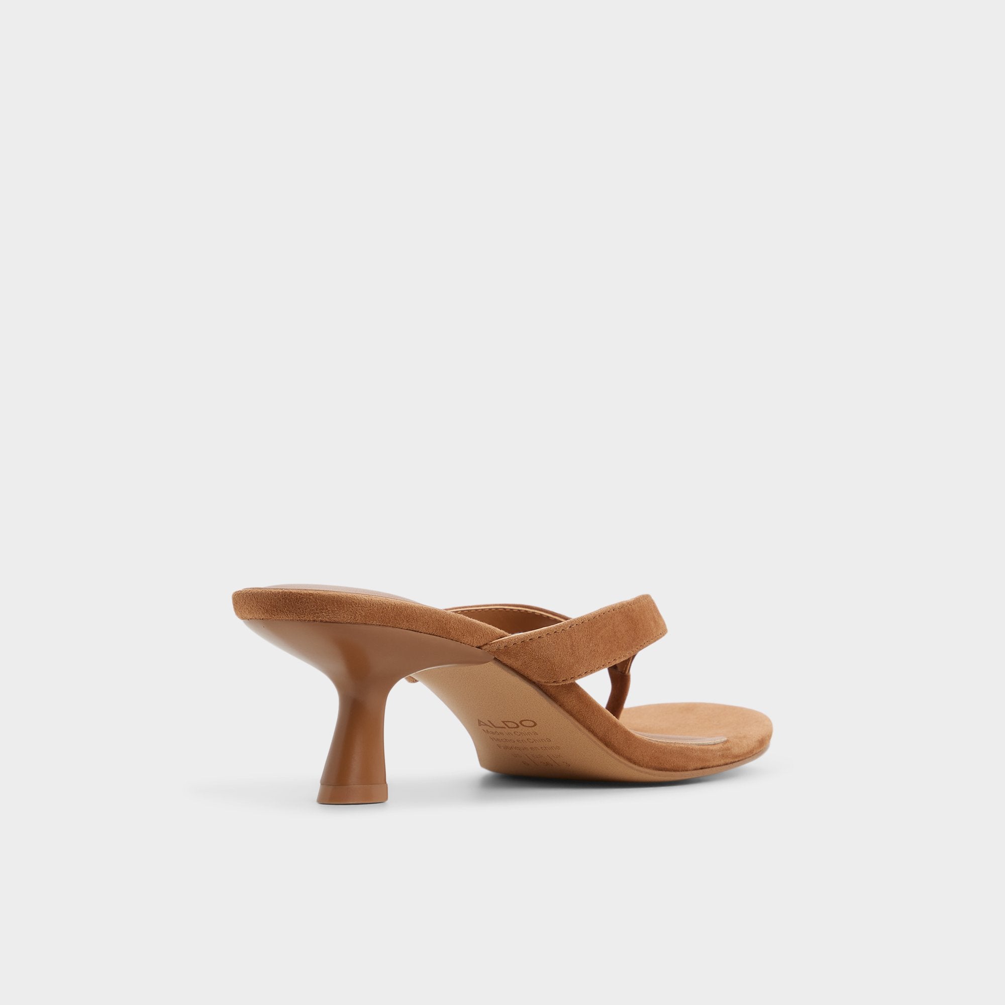 Jump in Medium Brown - Heeled flip flop, Kitten heel