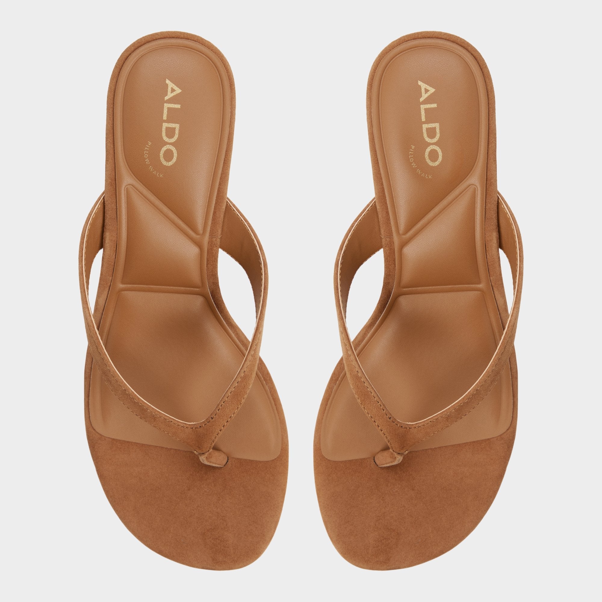 Jump in Medium Brown - Heeled flip flop, Kitten heel