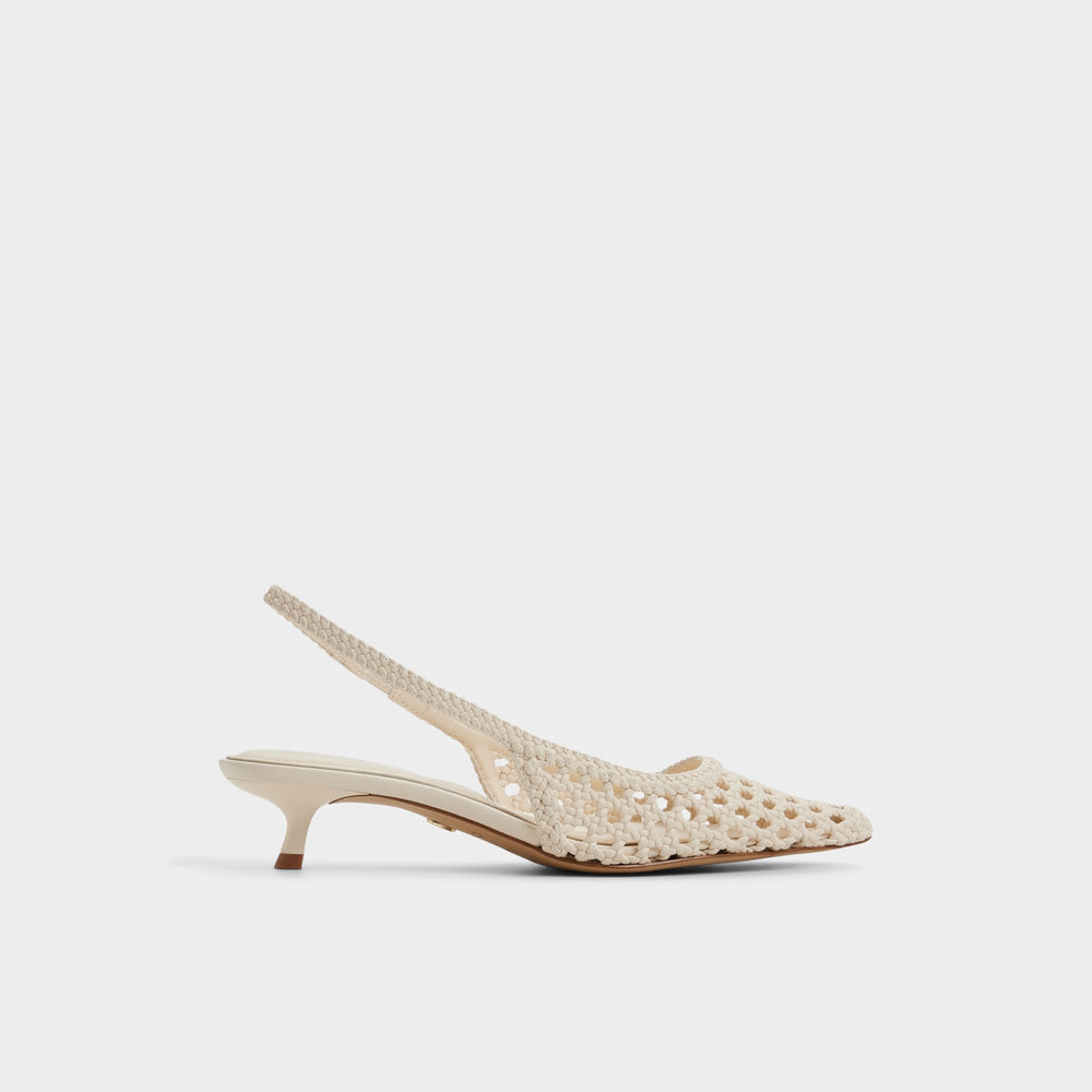 Violettia in Light Beige - Sling back high heel, Kitten heel