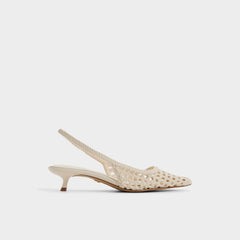 Violettia in Light Beige - Sling back high heel, Kitten heel