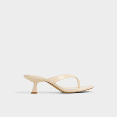 Jump in Cream - Heeled flip flop, Kitten heel
