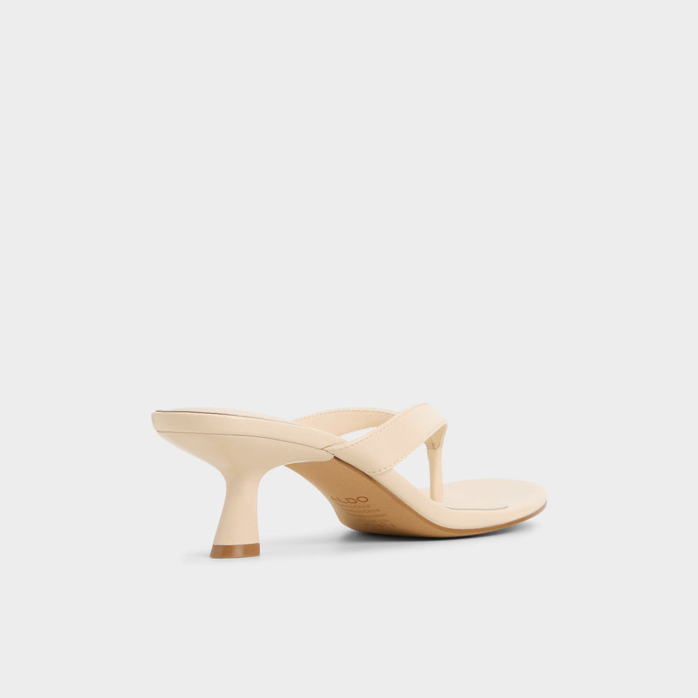 Jump in Cream - Heeled flip flop, Kitten heel