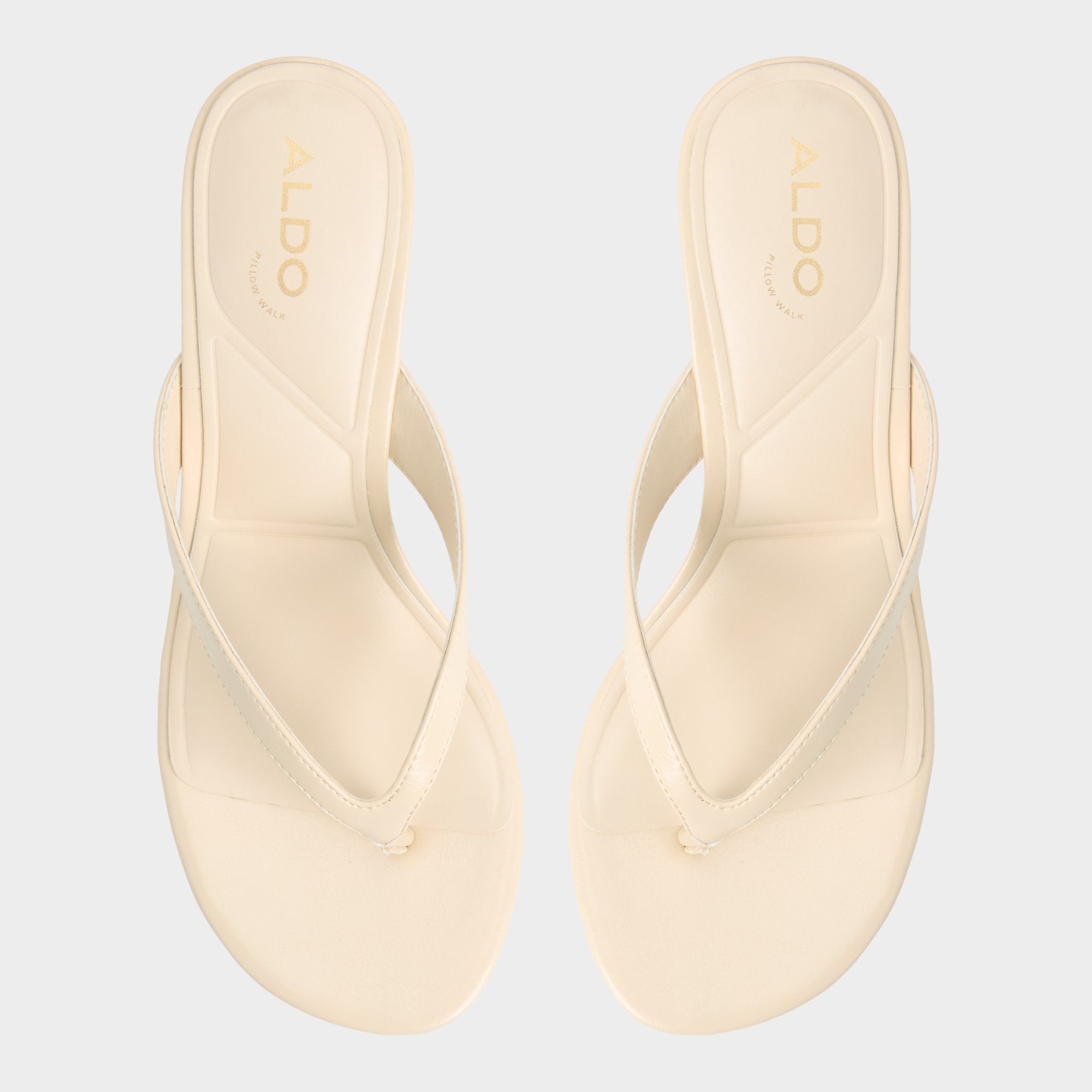 Jump in Cream - Heeled flip flop, Kitten heel