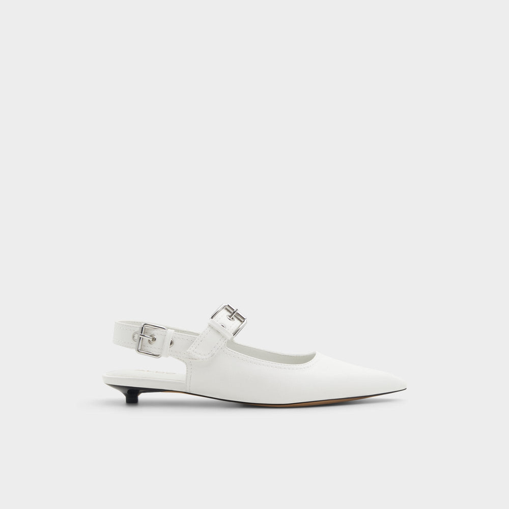 Kellya White Women's Slingbacks - Sling back high heel, Kitten heel