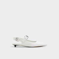 Kellya White Women's Slingbacks - Sling back high heel, Kitten heel