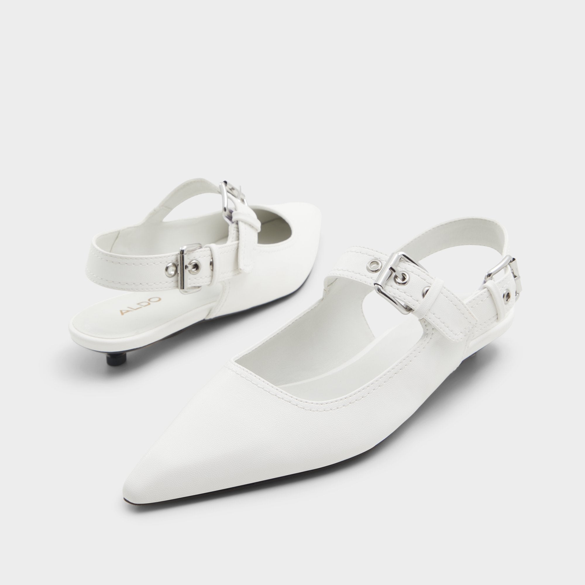Kellya White Women's Slingbacks - Sling back high heel, Kitten heel