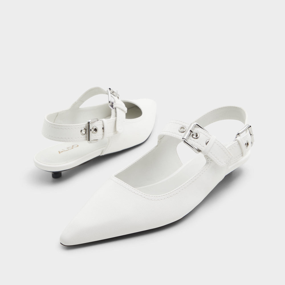 Kellya White Women's Slingbacks - Sling back high heel, Kitten heel
