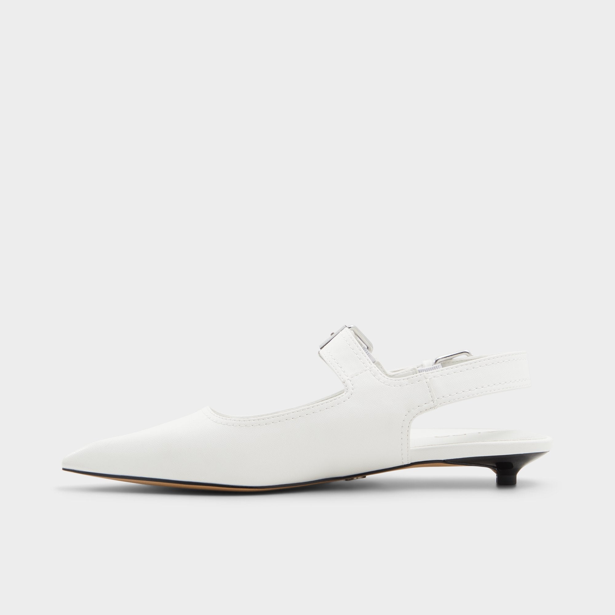 Kellya White Women's Slingbacks - Sling back high heel, Kitten heel