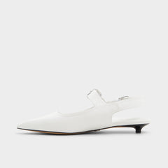 Kellya White Women's Slingbacks - Sling back high heel, Kitten heel
