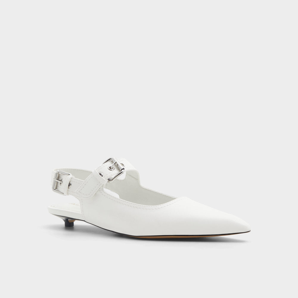 Kellya White Women's Slingbacks - Sling back high heel, Kitten heel