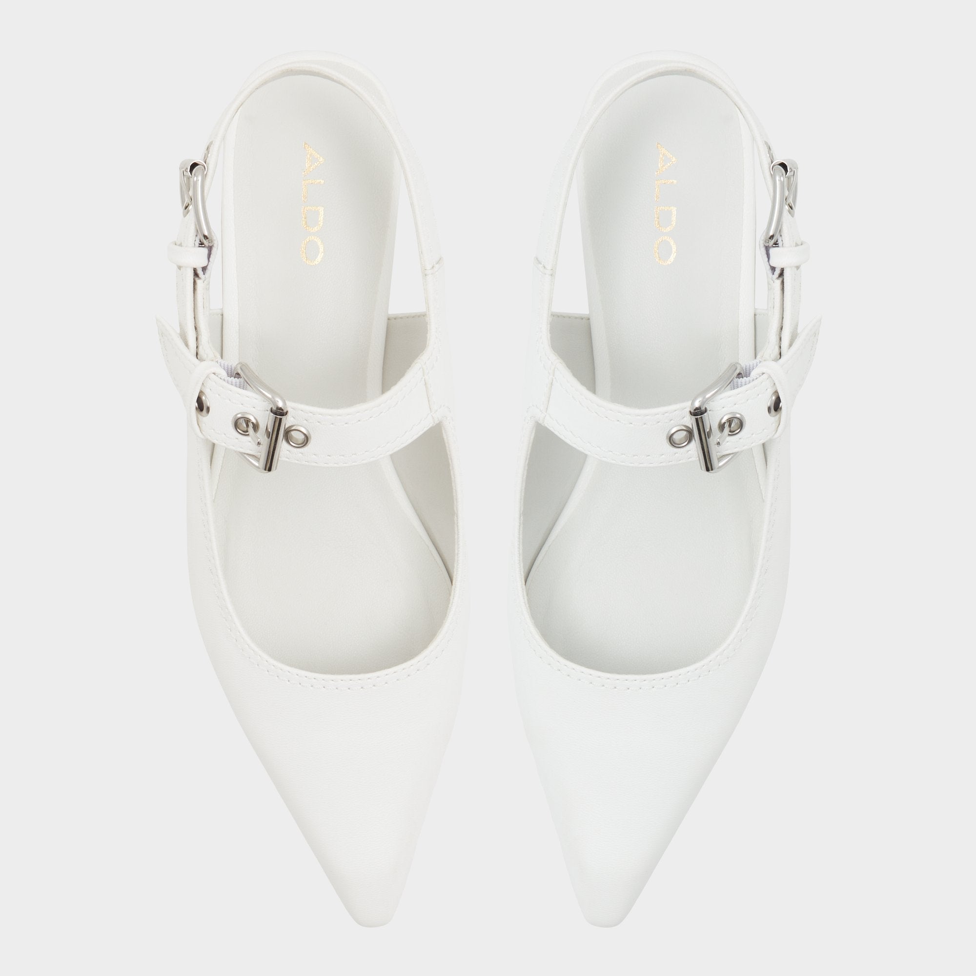 Kellya White Women's Slingbacks - Sling back high heel, Kitten heel