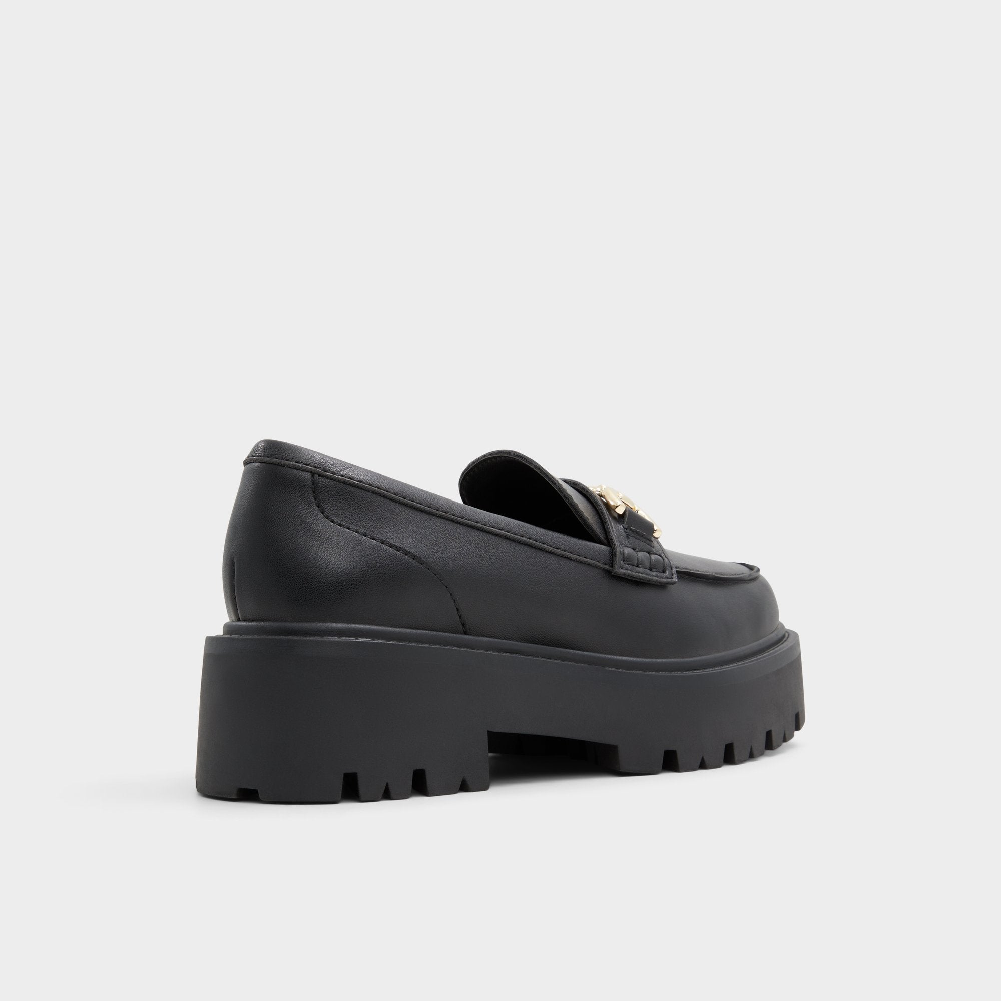 Oneameth Black Synthetic Smooth Women's Loafers & Oxfords - Loafer, Lug sole