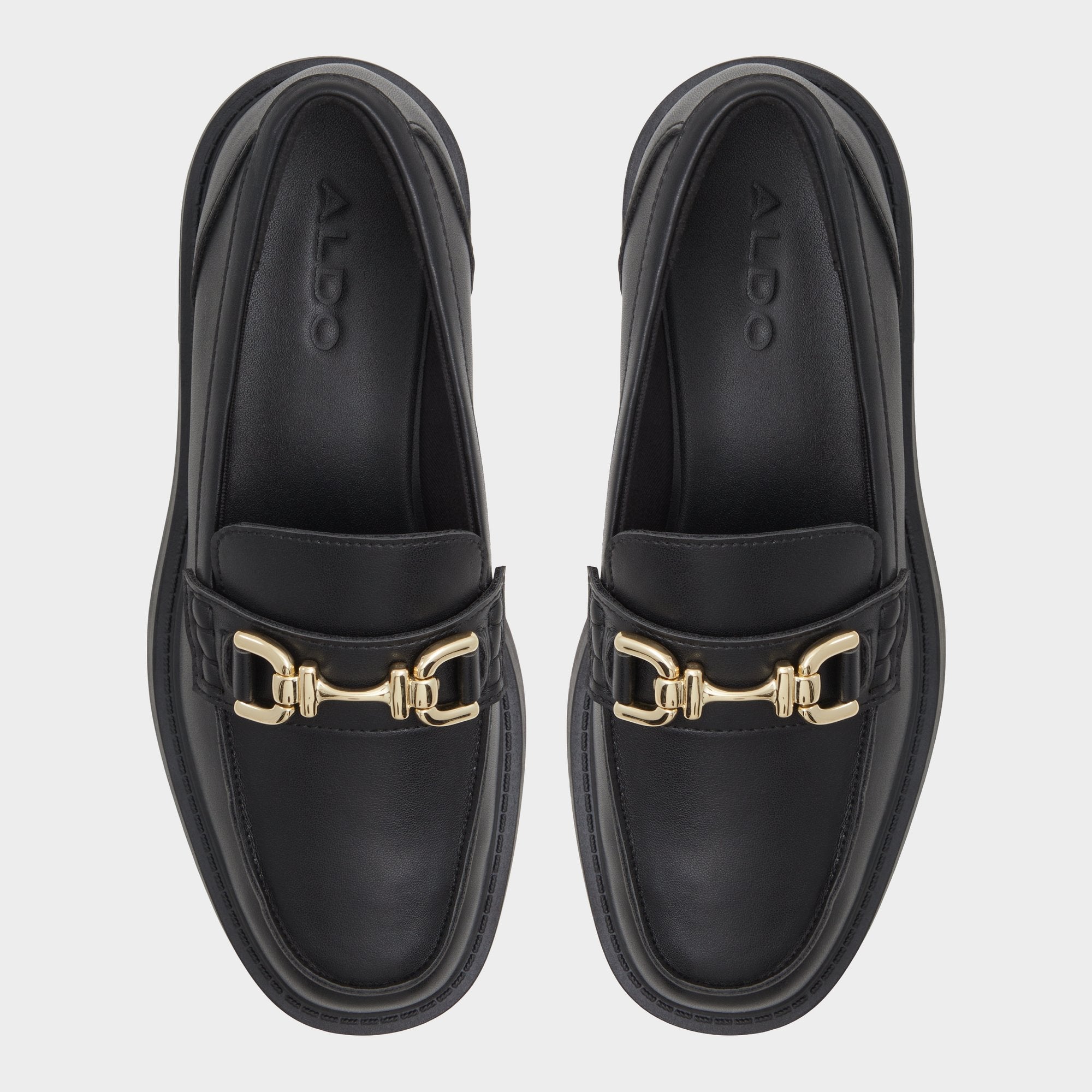 Oneameth Black Synthetic Smooth Women's Loafers & Oxfords - Loafer, Lug sole
