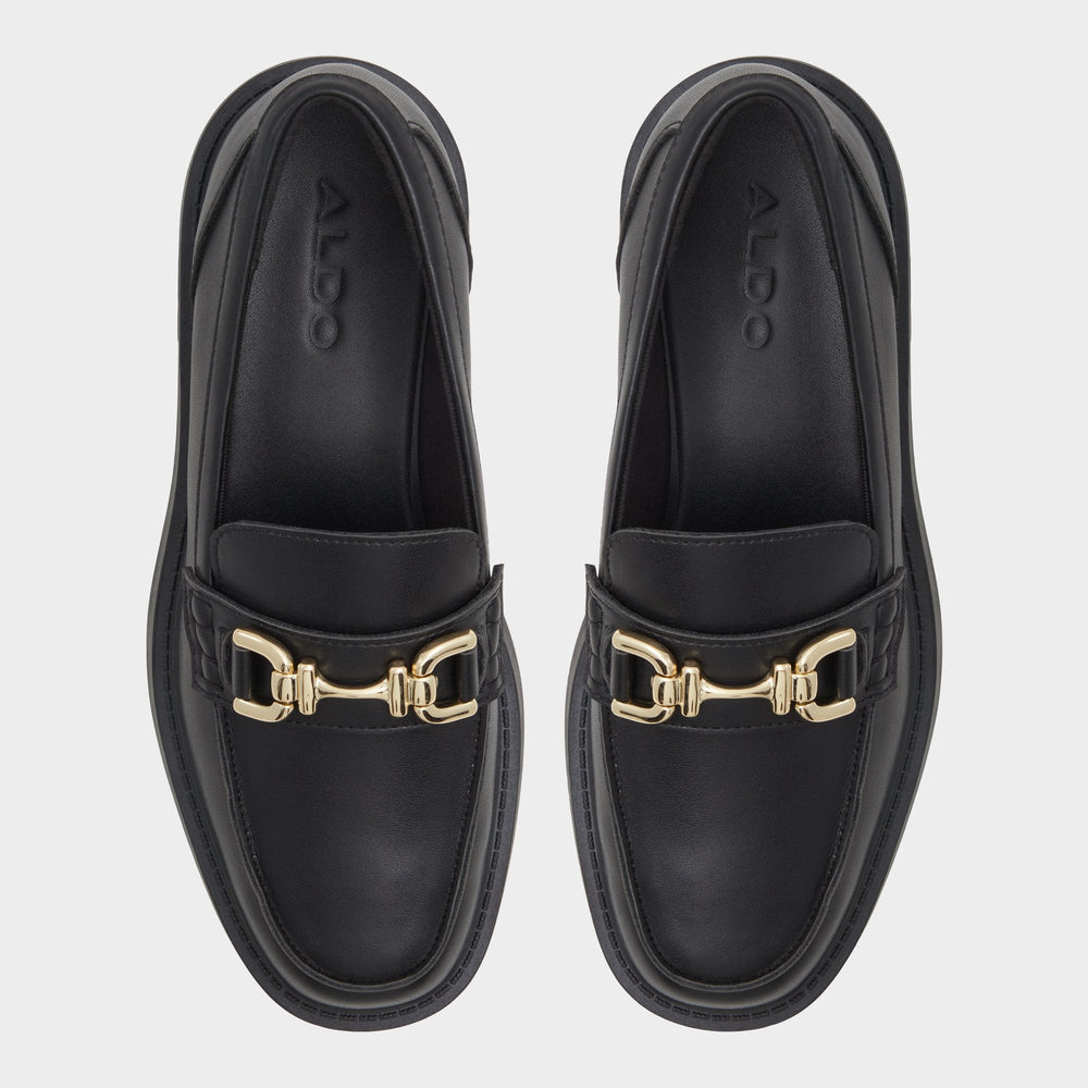 Oneameth Black Synthetic Smooth Women's Loafers & Oxfords - Loafer, Lug sole