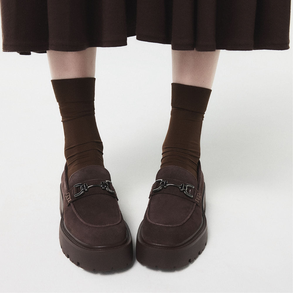Oneameth in Dark Brown - Loafer, Lug sole