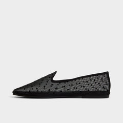 Aurabelle Black Textile Mesh Women's Loafers & Oxfords - Loafer