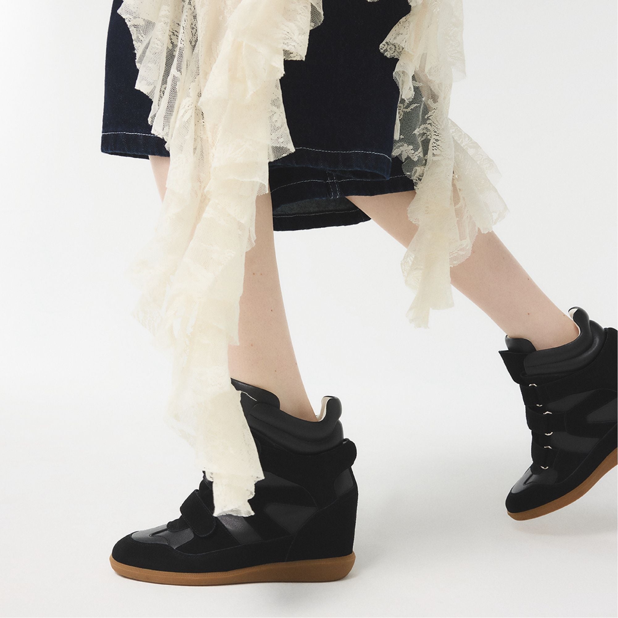 Bellissamo in Black - Wedge sneaker, Wedge heel