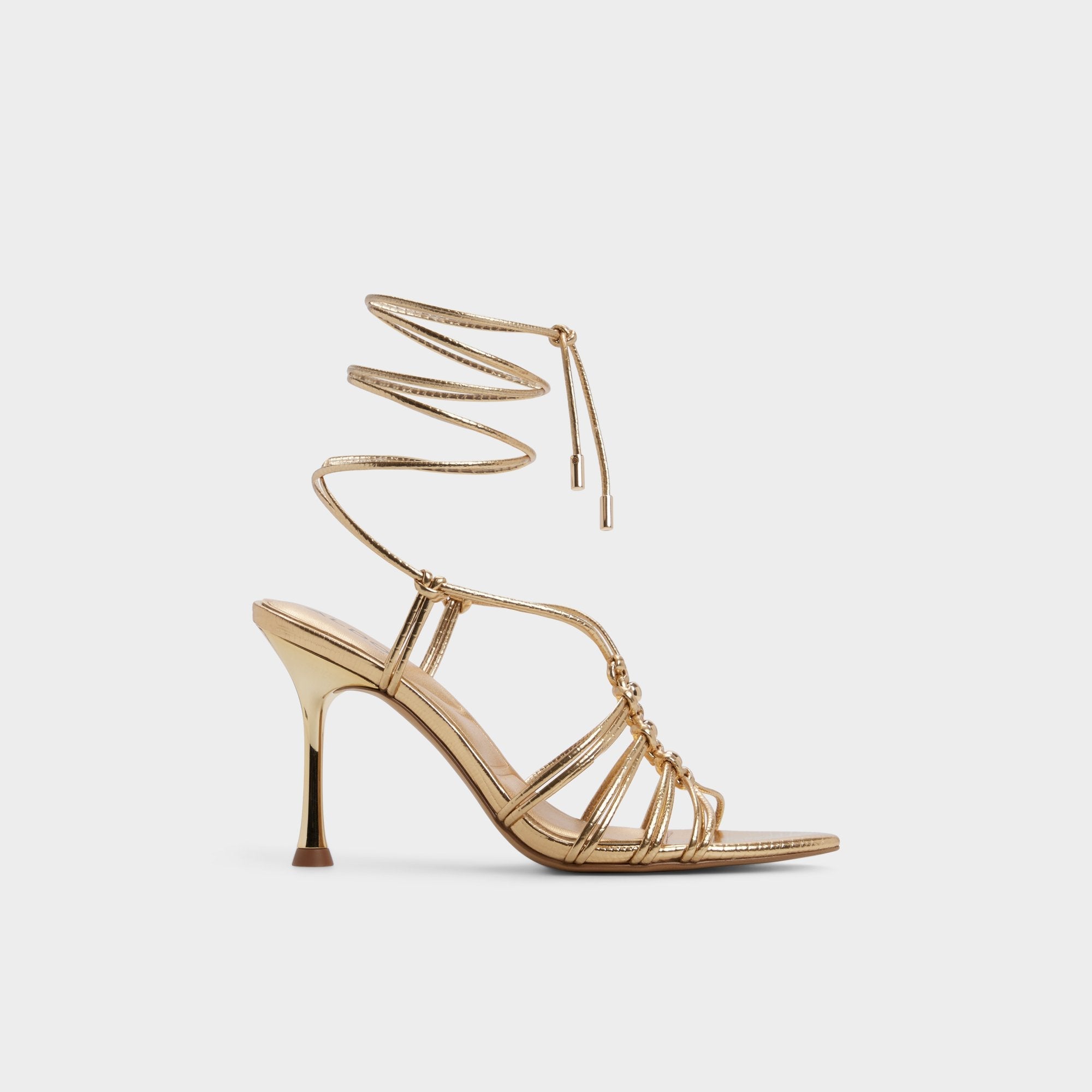 Curacao in Gold - Strappy heeled sandal, Stiletto heel