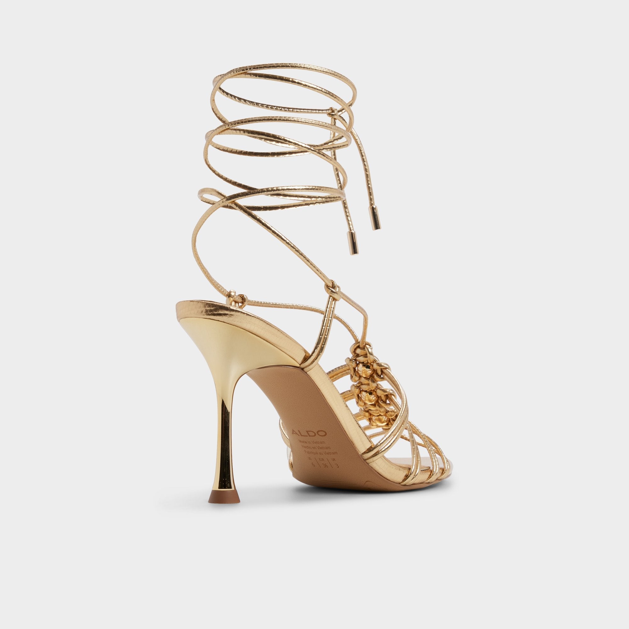 Curacao in Gold - Strappy heeled sandal, Stiletto heel