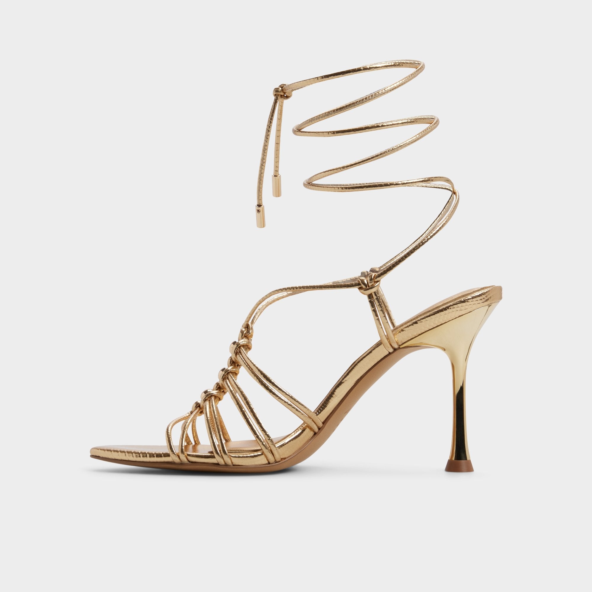 Curacao in Gold - Strappy heeled sandal, Stiletto heel