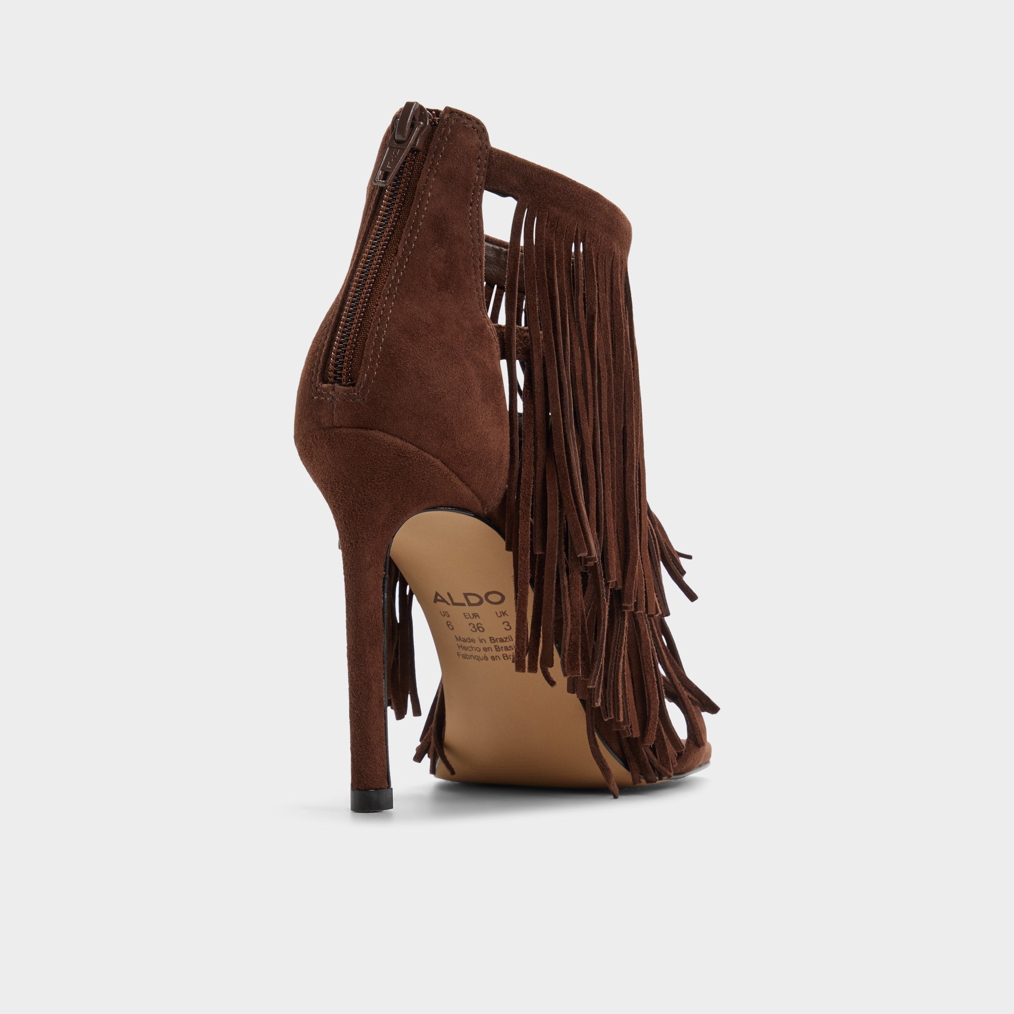 Nahana in Dark Brown - Strappy heeled sandal, Stiletto heel