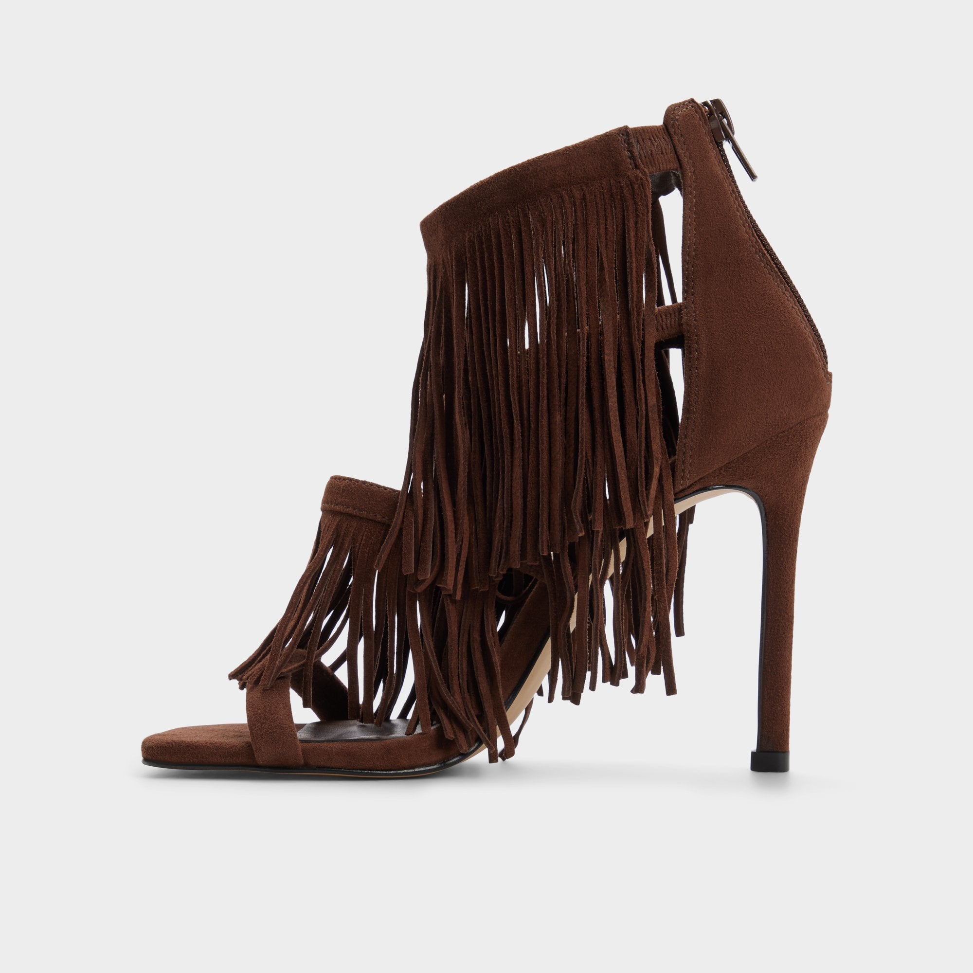 Nahana in Dark Brown - Strappy heeled sandal, Stiletto heel