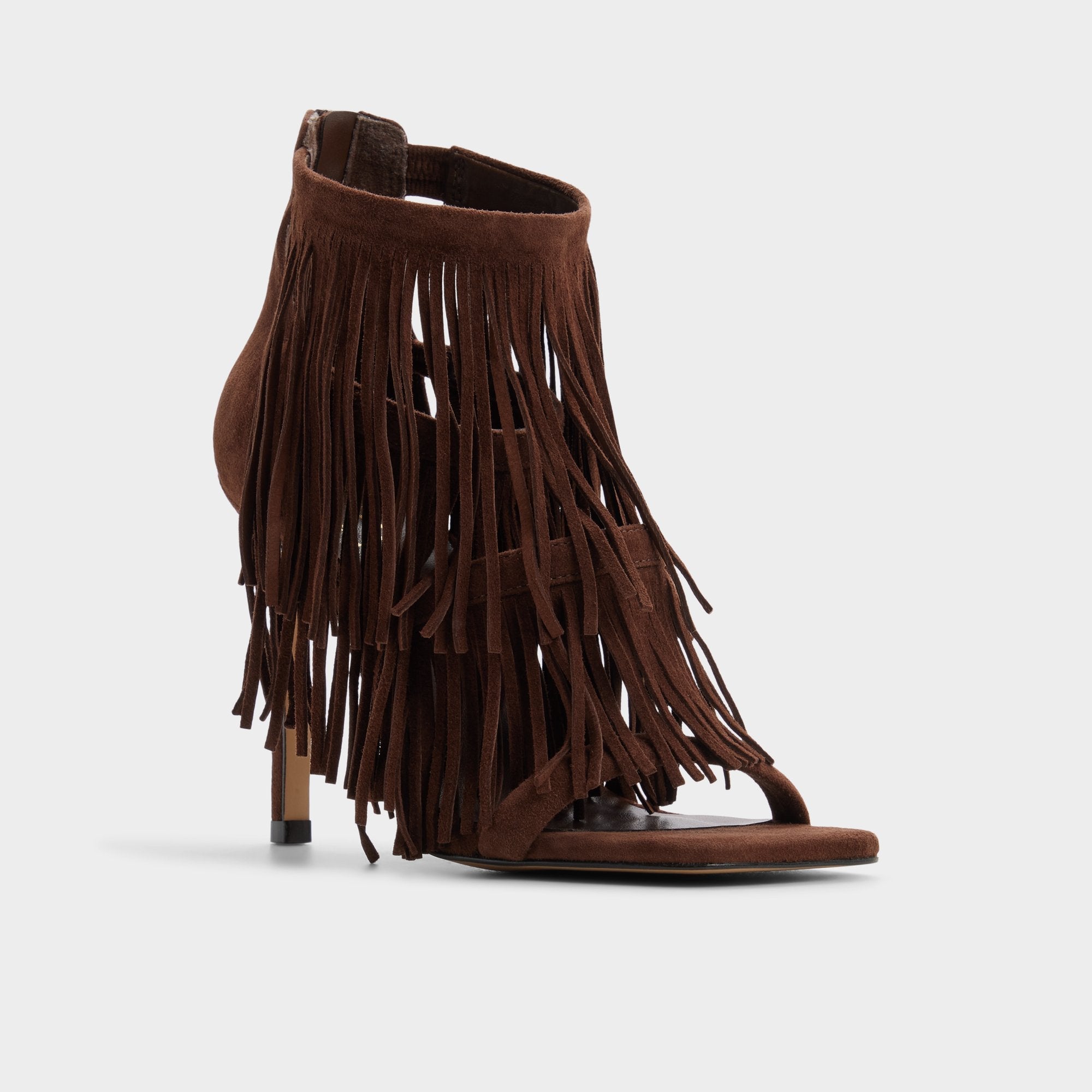Nahana in Dark Brown - Strappy heeled sandal, Stiletto heel